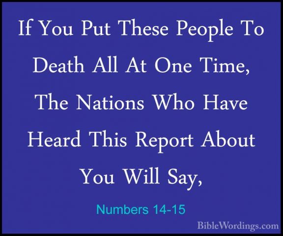 Numbers 14-15 - If You Put These People To Death All At One Time,If You Put These People To Death All At One Time, The Nations Who Have Heard This Report About You Will Say, 