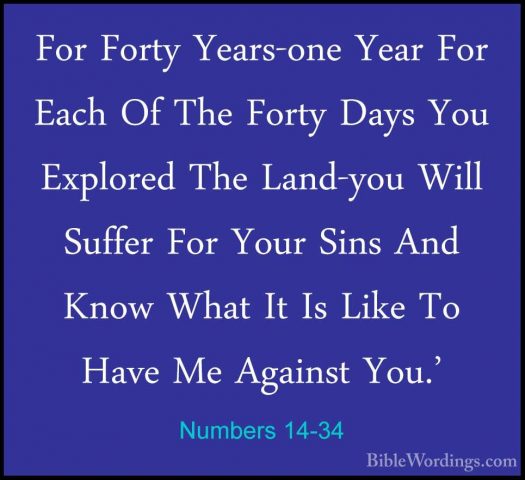 Numbers 14-34 - For Forty Years-one Year For Each Of The Forty DaFor Forty Years-one Year For Each Of The Forty Days You Explored The Land-you Will Suffer For Your Sins And Know What It Is Like To Have Me Against You.' 