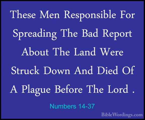 Numbers 14-37 - These Men Responsible For Spreading The Bad ReporThese Men Responsible For Spreading The Bad Report About The Land Were Struck Down And Died Of A Plague Before The Lord . 