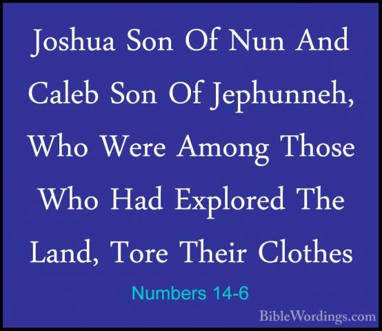 Numbers 14-6 - Joshua Son Of Nun And Caleb Son Of Jephunneh, WhoJoshua Son Of Nun And Caleb Son Of Jephunneh, Who Were Among Those Who Had Explored The Land, Tore Their Clothes 