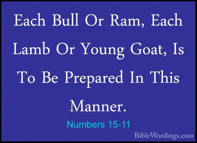 Numbers 15-11 - Each Bull Or Ram, Each Lamb Or Young Goat, Is ToEach Bull Or Ram, Each Lamb Or Young Goat, Is To Be Prepared In This Manner. 