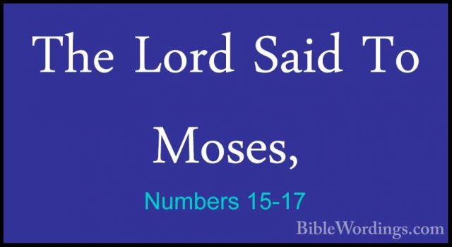 Numbers 15-17 - The Lord Said To Moses,The Lord Said To Moses, 