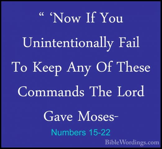 Numbers 15-22 - " 'Now If You Unintentionally Fail To Keep Any Of" 'Now If You Unintentionally Fail To Keep Any Of These Commands The Lord Gave Moses- 