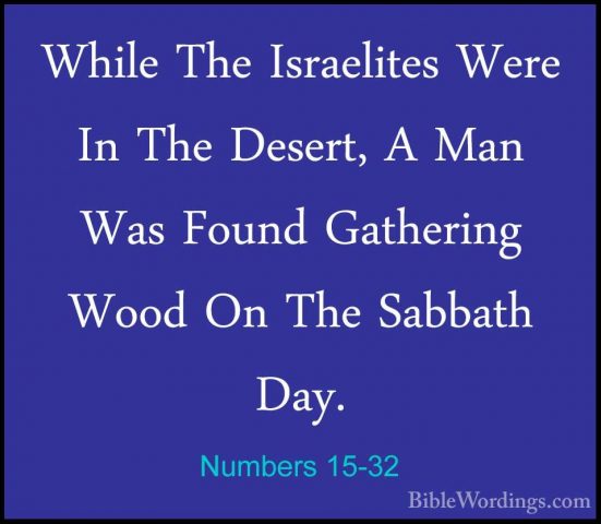 Numbers 15-32 - While The Israelites Were In The Desert, A Man WaWhile The Israelites Were In The Desert, A Man Was Found Gathering Wood On The Sabbath Day. 
