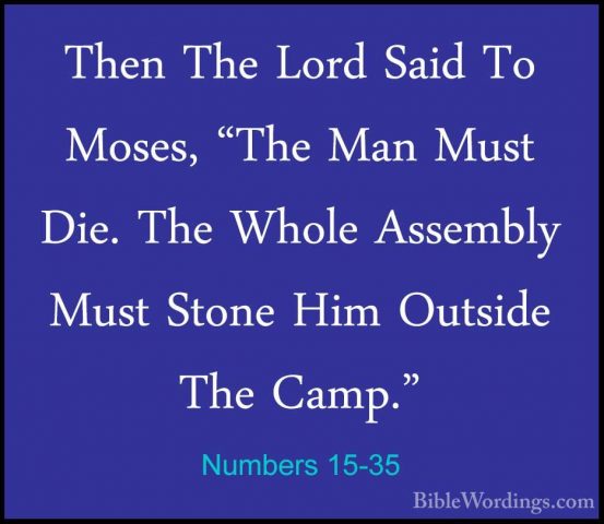 Numbers 15-35 - Then The Lord Said To Moses, "The Man Must Die. TThen The Lord Said To Moses, "The Man Must Die. The Whole Assembly Must Stone Him Outside The Camp." 