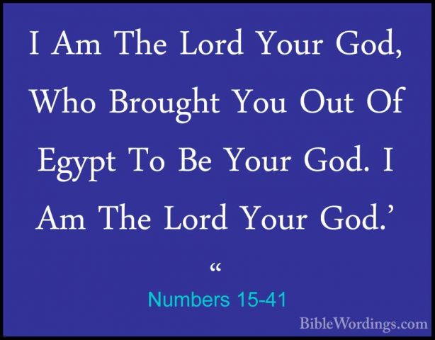 Numbers 15-41 - I Am The Lord Your God, Who Brought You Out Of EgI Am The Lord Your God, Who Brought You Out Of Egypt To Be Your God. I Am The Lord Your God.' "