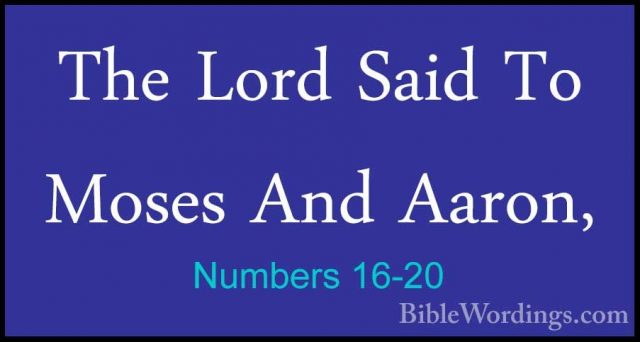 Numbers 16-20 - The Lord Said To Moses And Aaron,The Lord Said To Moses And Aaron, 