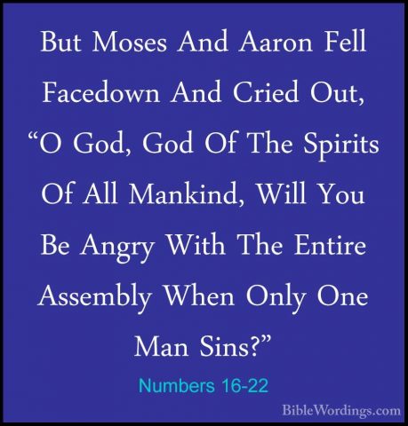Numbers 16-22 - But Moses And Aaron Fell Facedown And Cried Out,But Moses And Aaron Fell Facedown And Cried Out, "O God, God Of The Spirits Of All Mankind, Will You Be Angry With The Entire Assembly When Only One Man Sins?" 