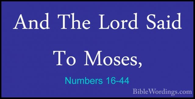 Numbers 16-44 - And The Lord Said To Moses,And The Lord Said To Moses, 