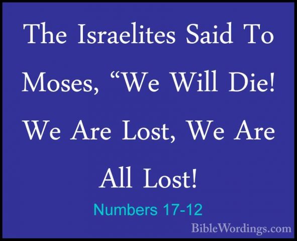 Numbers 17-12 - The Israelites Said To Moses, "We Will Die! We ArThe Israelites Said To Moses, "We Will Die! We Are Lost, We Are All Lost! 