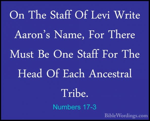 Numbers 17-3 - On The Staff Of Levi Write Aaron's Name, For ThereOn The Staff Of Levi Write Aaron's Name, For There Must Be One Staff For The Head Of Each Ancestral Tribe. 
