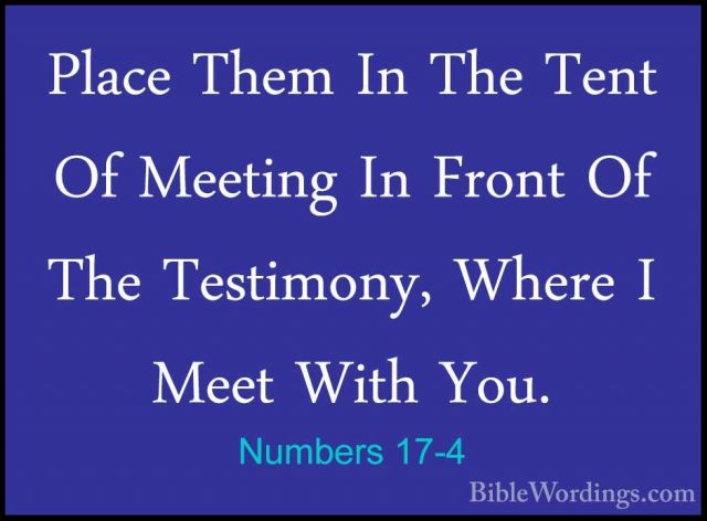 Numbers 17-4 - Place Them In The Tent Of Meeting In Front Of ThePlace Them In The Tent Of Meeting In Front Of The Testimony, Where I Meet With You. 