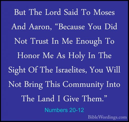 Numbers 20-12 - But The Lord Said To Moses And Aaron, "Because YoBut The Lord Said To Moses And Aaron, "Because You Did Not Trust In Me Enough To Honor Me As Holy In The Sight Of The Israelites, You Will Not Bring This Community Into The Land I Give Them." 