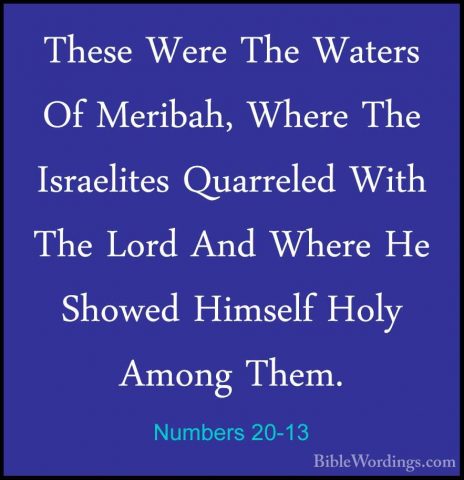 Numbers 20-13 - These Were The Waters Of Meribah, Where The IsraeThese Were The Waters Of Meribah, Where The Israelites Quarreled With The Lord And Where He Showed Himself Holy Among Them. 