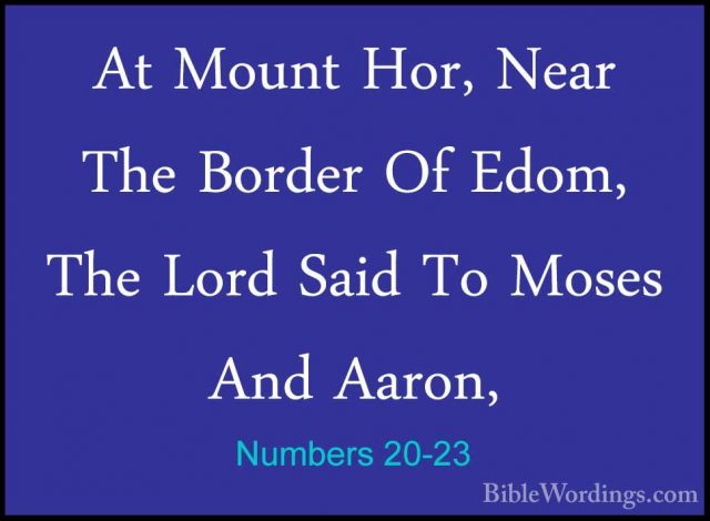 Numbers 20-23 - At Mount Hor, Near The Border Of Edom, The Lord SAt Mount Hor, Near The Border Of Edom, The Lord Said To Moses And Aaron, 