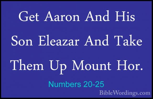 Numbers 20-25 - Get Aaron And His Son Eleazar And Take Them Up MoGet Aaron And His Son Eleazar And Take Them Up Mount Hor. 