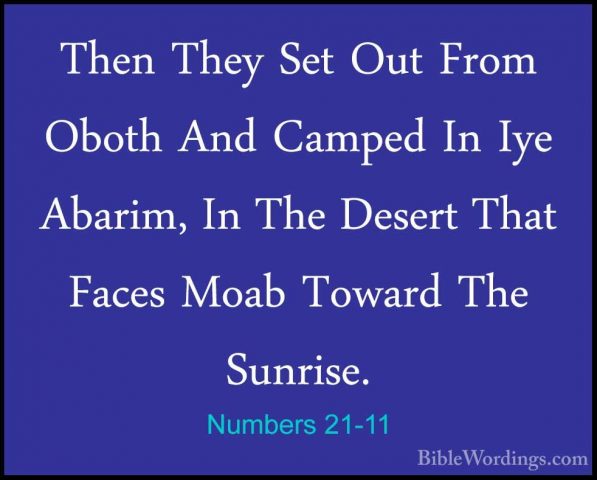 Numbers 21-11 - Then They Set Out From Oboth And Camped In Iye AbThen They Set Out From Oboth And Camped In Iye Abarim, In The Desert That Faces Moab Toward The Sunrise. 