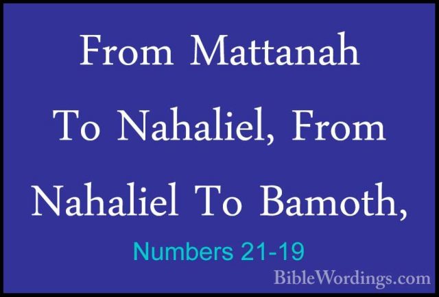 Numbers 21-19 - From Mattanah To Nahaliel, From Nahaliel To BamotFrom Mattanah To Nahaliel, From Nahaliel To Bamoth, 