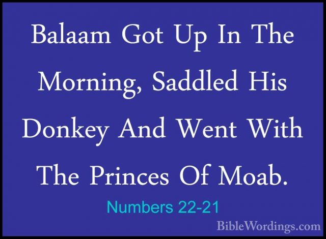 Numbers 22-21 - Balaam Got Up In The Morning, Saddled His DonkeyBalaam Got Up In The Morning, Saddled His Donkey And Went With The Princes Of Moab. 