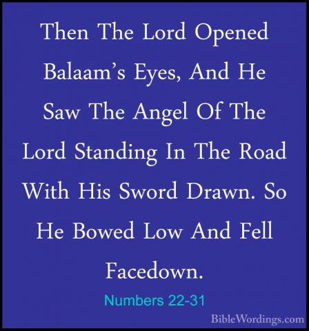 Numbers 22-31 - Then The Lord Opened Balaam's Eyes, And He Saw ThThen The Lord Opened Balaam's Eyes, And He Saw The Angel Of The Lord Standing In The Road With His Sword Drawn. So He Bowed Low And Fell Facedown. 