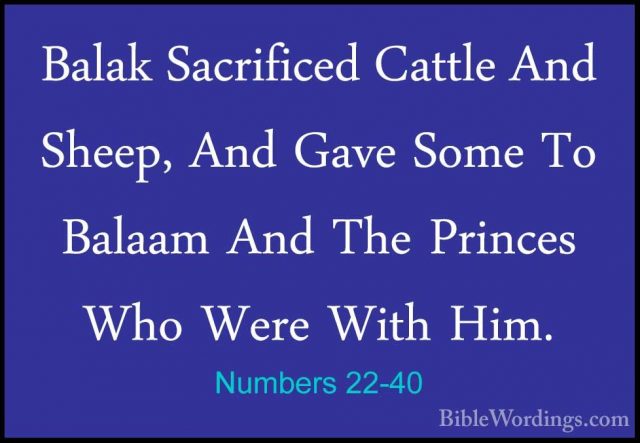 Numbers 22-40 - Balak Sacrificed Cattle And Sheep, And Gave SomeBalak Sacrificed Cattle And Sheep, And Gave Some To Balaam And The Princes Who Were With Him. 