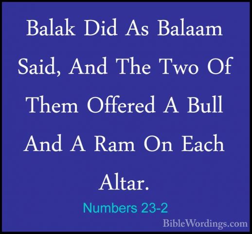 Numbers 23-2 - Balak Did As Balaam Said, And The Two Of Them OffeBalak Did As Balaam Said, And The Two Of Them Offered A Bull And A Ram On Each Altar. 