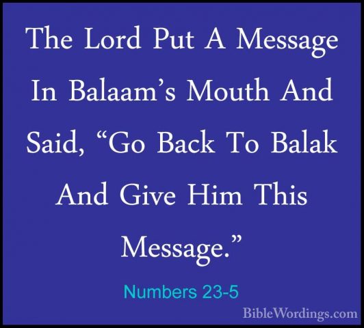 Numbers 23-5 - The Lord Put A Message In Balaam's Mouth And Said,The Lord Put A Message In Balaam's Mouth And Said, "Go Back To Balak And Give Him This Message." 