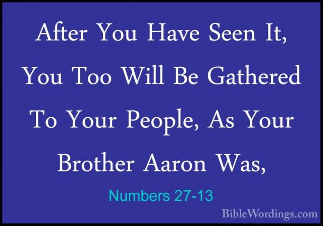 Numbers 27-13 - After You Have Seen It, You Too Will Be GatheredAfter You Have Seen It, You Too Will Be Gathered To Your People, As Your Brother Aaron Was, 