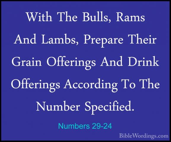 Numbers 29-24 - With The Bulls, Rams And Lambs, Prepare Their GraWith The Bulls, Rams And Lambs, Prepare Their Grain Offerings And Drink Offerings According To The Number Specified. 