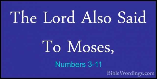 Numbers 3-11 - The Lord Also Said To Moses,The Lord Also Said To Moses, 
