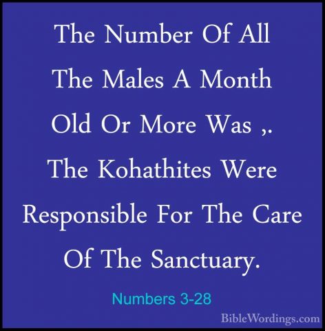 Numbers 3-28 - The Number Of All The Males A Month Old Or More WaThe Number Of All The Males A Month Old Or More Was ,. The Kohathites Were Responsible For The Care Of The Sanctuary. 