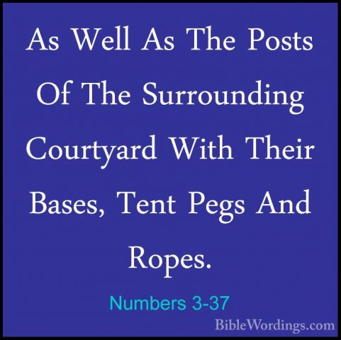 Numbers 3-37 - As Well As The Posts Of The Surrounding CourtyardAs Well As The Posts Of The Surrounding Courtyard With Their Bases, Tent Pegs And Ropes. 