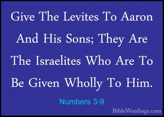 Numbers 3-9 - Give The Levites To Aaron And His Sons; They Are ThGive The Levites To Aaron And His Sons; They Are The Israelites Who Are To Be Given Wholly To Him. 