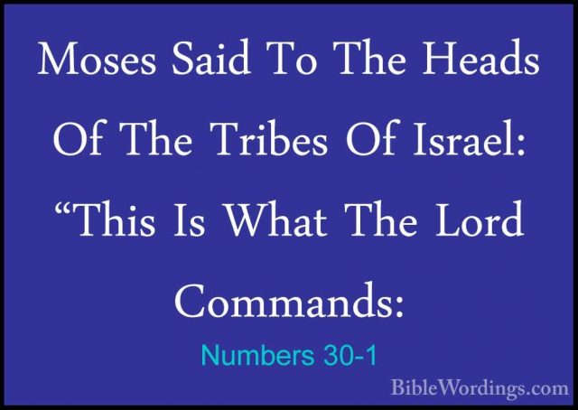 Numbers 30-1 - Moses Said To The Heads Of The Tribes Of Israel: "Moses Said To The Heads Of The Tribes Of Israel: "This Is What The Lord Commands: 