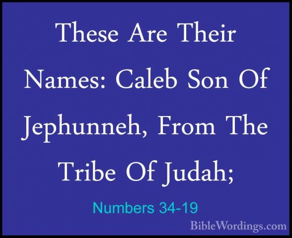Numbers 34-19 - These Are Their Names: Caleb Son Of Jephunneh, FrThese Are Their Names: Caleb Son Of Jephunneh, From The Tribe Of Judah; 