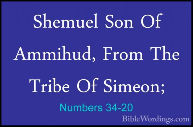 Numbers 34-20 - Shemuel Son Of Ammihud, From The Tribe Of Simeon;Shemuel Son Of Ammihud, From The Tribe Of Simeon; 
