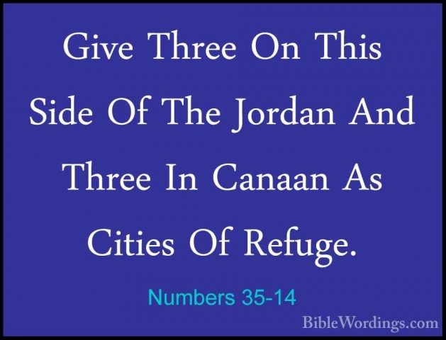 Numbers 35-14 - Give Three On This Side Of The Jordan And Three IGive Three On This Side Of The Jordan And Three In Canaan As Cities Of Refuge. 