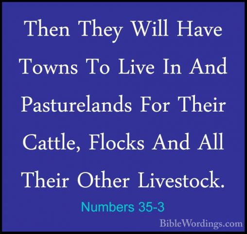 Numbers 35-3 - Then They Will Have Towns To Live In And PasturelaThen They Will Have Towns To Live In And Pasturelands For Their Cattle, Flocks And All Their Other Livestock. 