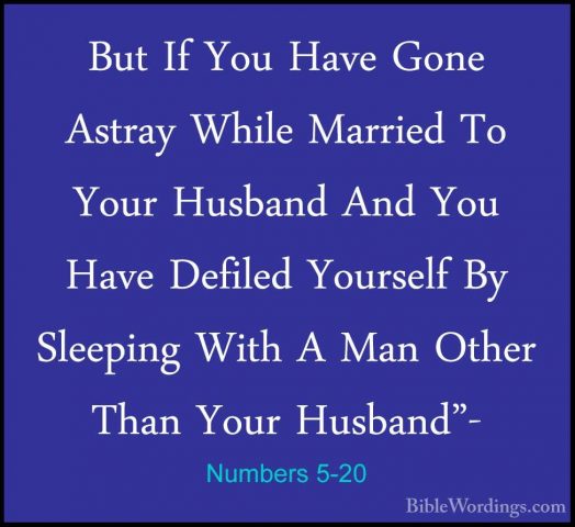 Numbers 5-20 - But If You Have Gone Astray While Married To YourBut If You Have Gone Astray While Married To Your Husband And You Have Defiled Yourself By Sleeping With A Man Other Than Your Husband"- 