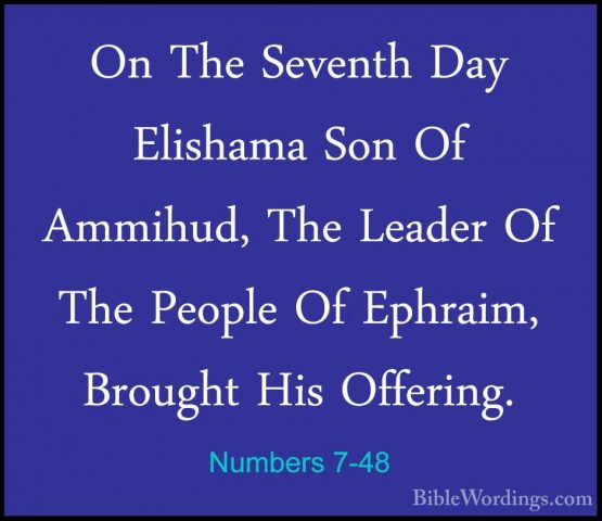 Numbers 7-48 - On The Seventh Day Elishama Son Of Ammihud, The LeOn The Seventh Day Elishama Son Of Ammihud, The Leader Of The People Of Ephraim, Brought His Offering. 