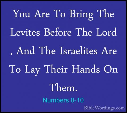 Numbers 8-10 - You Are To Bring The Levites Before The Lord , AndYou Are To Bring The Levites Before The Lord , And The Israelites Are To Lay Their Hands On Them. 