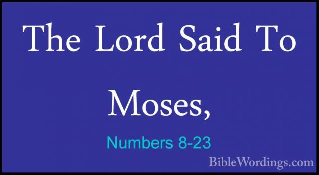 Numbers 8-23 - The Lord Said To Moses,The Lord Said To Moses, 