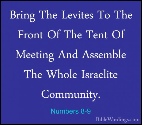 Numbers 8-9 - Bring The Levites To The Front Of The Tent Of MeetiBring The Levites To The Front Of The Tent Of Meeting And Assemble The Whole Israelite Community. 