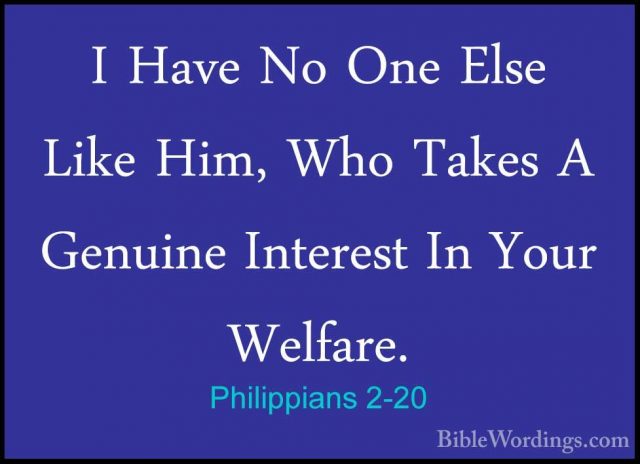 Philippians 2-20 - I Have No One Else Like Him, Who Takes A GenuiI Have No One Else Like Him, Who Takes A Genuine Interest In Your Welfare. 