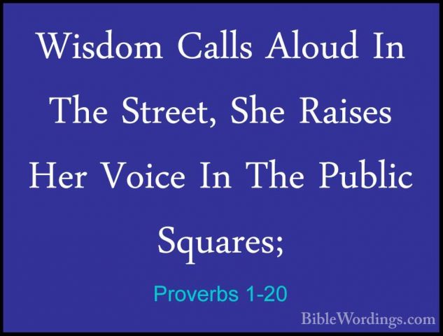 Proverbs 1-20 - Wisdom Calls Aloud In The Street, She Raises HerWisdom Calls Aloud In The Street, She Raises Her Voice In The Public Squares; 