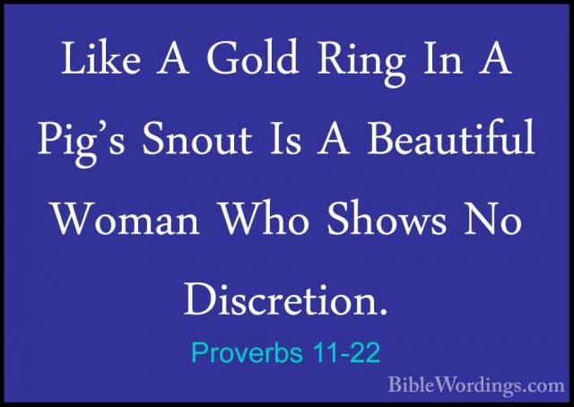 Proverbs 11-22 - Like A Gold Ring In A Pig's Snout Is A BeautifulLike A Gold Ring In A Pig's Snout Is A Beautiful Woman Who Shows No Discretion. 