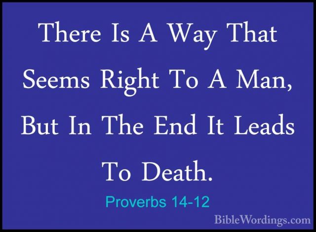 Proverbs 14-12 - There Is A Way That Seems Right To A Man, But InThere Is A Way That Seems Right To A Man, But In The End It Leads To Death. 