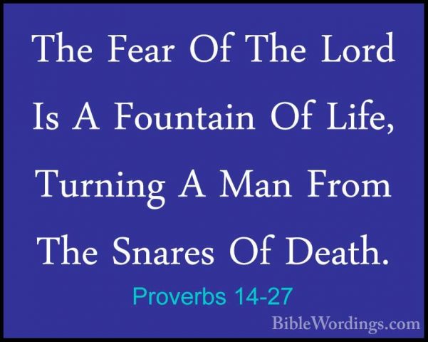 Proverbs 14-27 - The Fear Of The Lord Is A Fountain Of Life, TurnThe Fear Of The Lord Is A Fountain Of Life, Turning A Man From The Snares Of Death. 