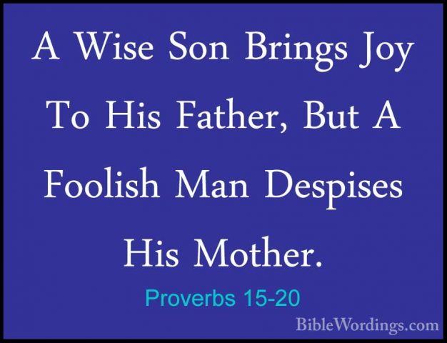 Proverbs 15-20 - A Wise Son Brings Joy To His Father, But A FooliA Wise Son Brings Joy To His Father, But A Foolish Man Despises His Mother. 