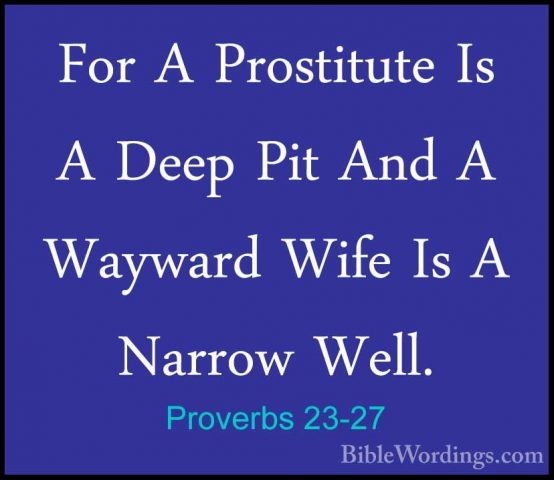 Proverbs 23-27 - For A Prostitute Is A Deep Pit And A Wayward WifFor A Prostitute Is A Deep Pit And A Wayward Wife Is A Narrow Well. 